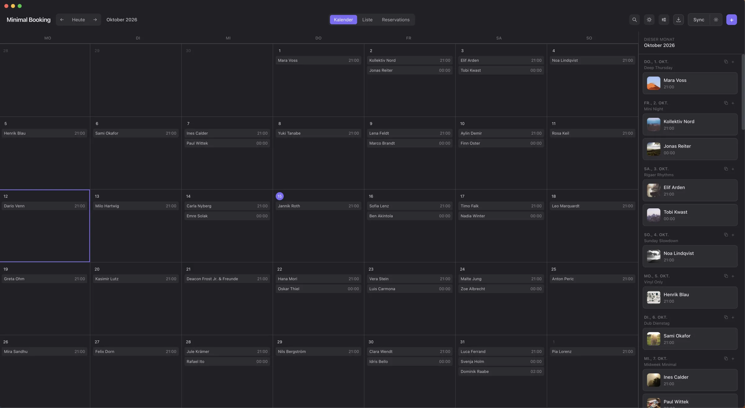 Calendar: the whole month at a glance