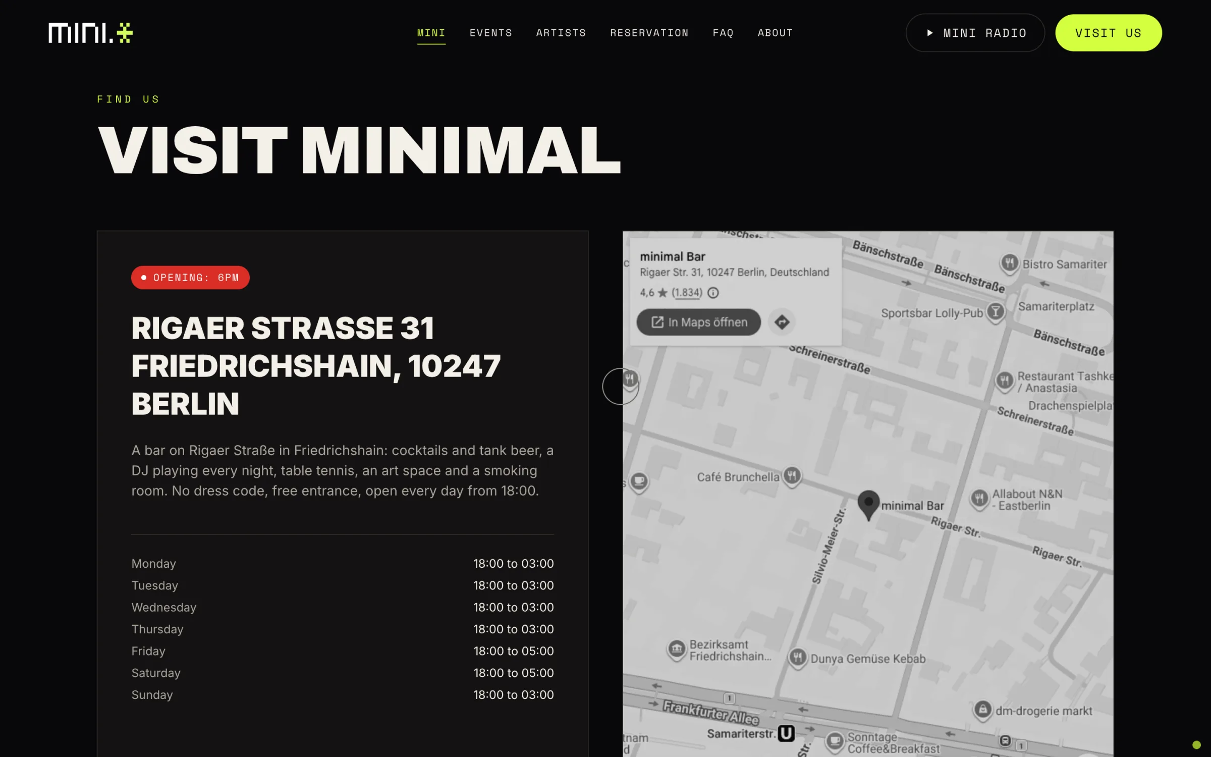 Directions, opening hours and map