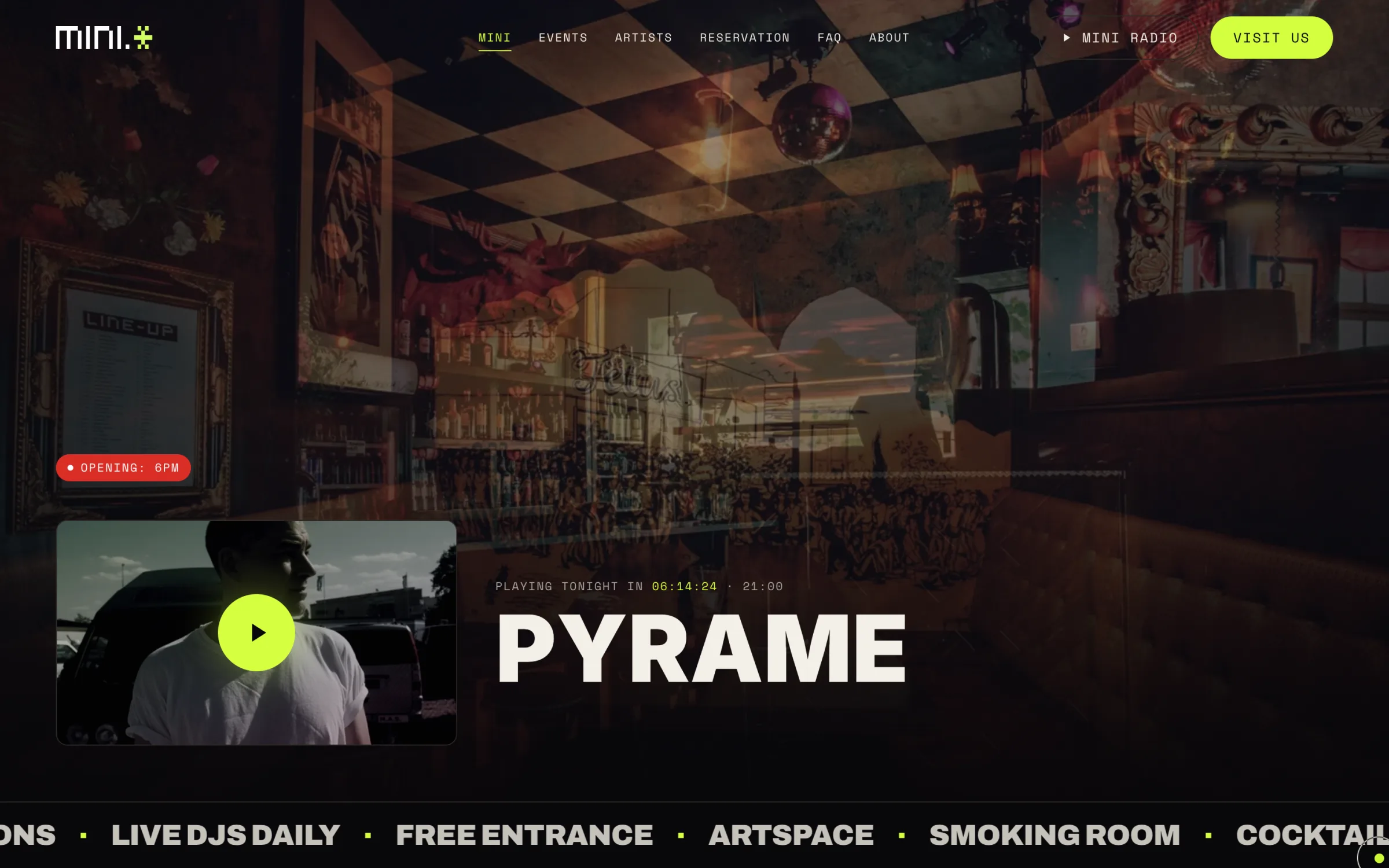 Homepage: tonight's event, updated automatically every day